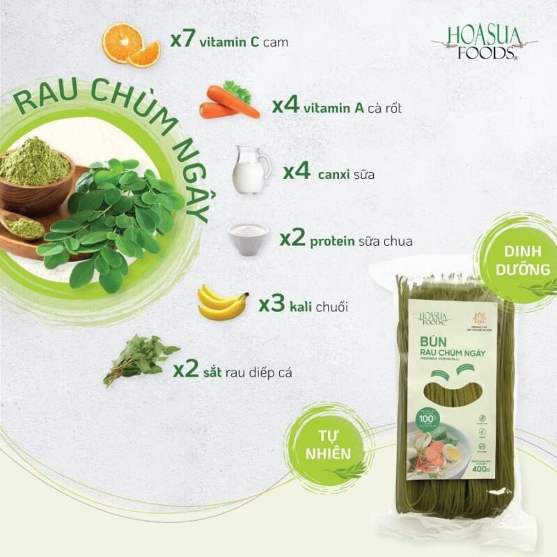 Bún gạo rau chùm ngây Hoa Sữa 500gr (Gói) - Gói - Hình ảnh 6