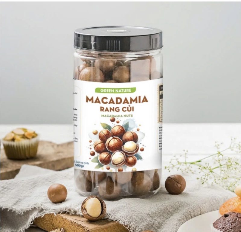 Hạt macadamia rang củi green nature 500G