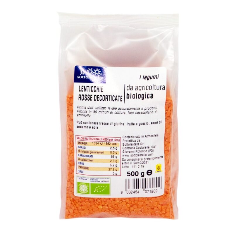 Đậu Lăng Đỏ Hữu Cơ EU Sottolestelle 500g - Gói - Hình ảnh 4