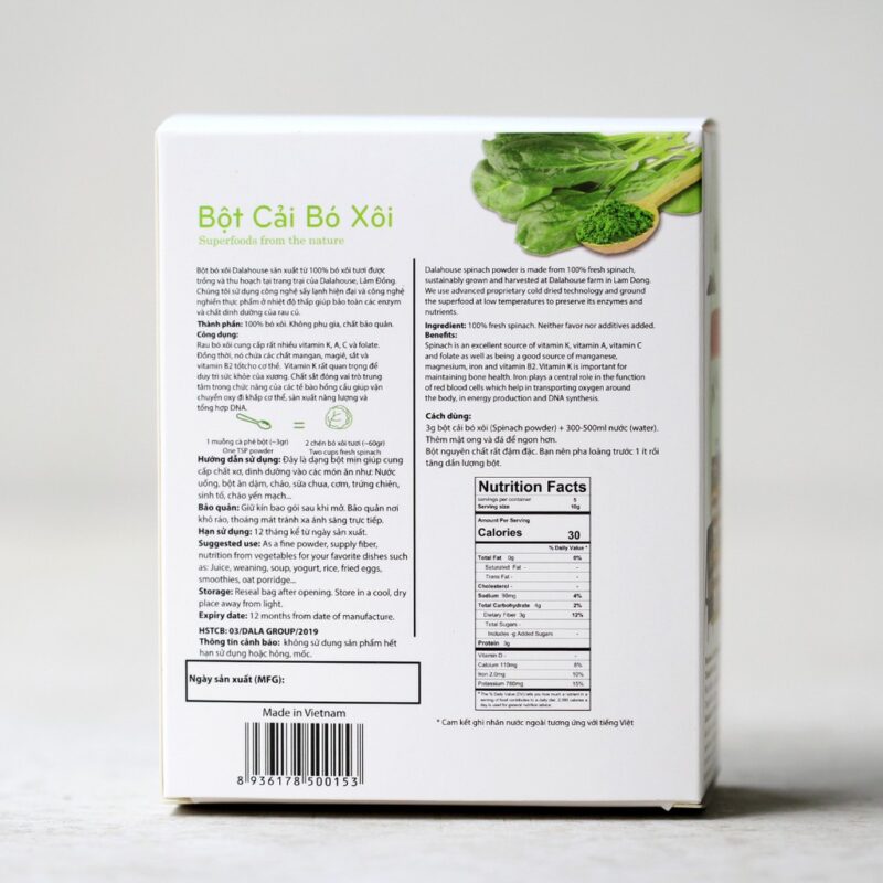 Bột cải bó xôi 60g Dalahouse - Hộp - Hình ảnh 3