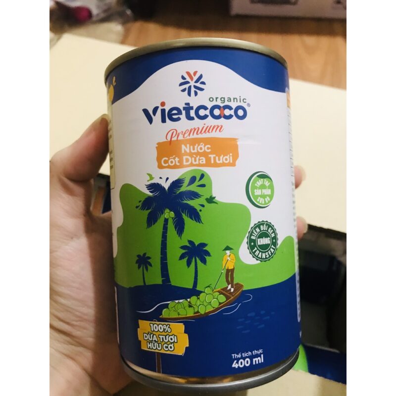 Cốt dừa hữu cơ USDA VietCoco 400ml - Lon - Hình ảnh 2
