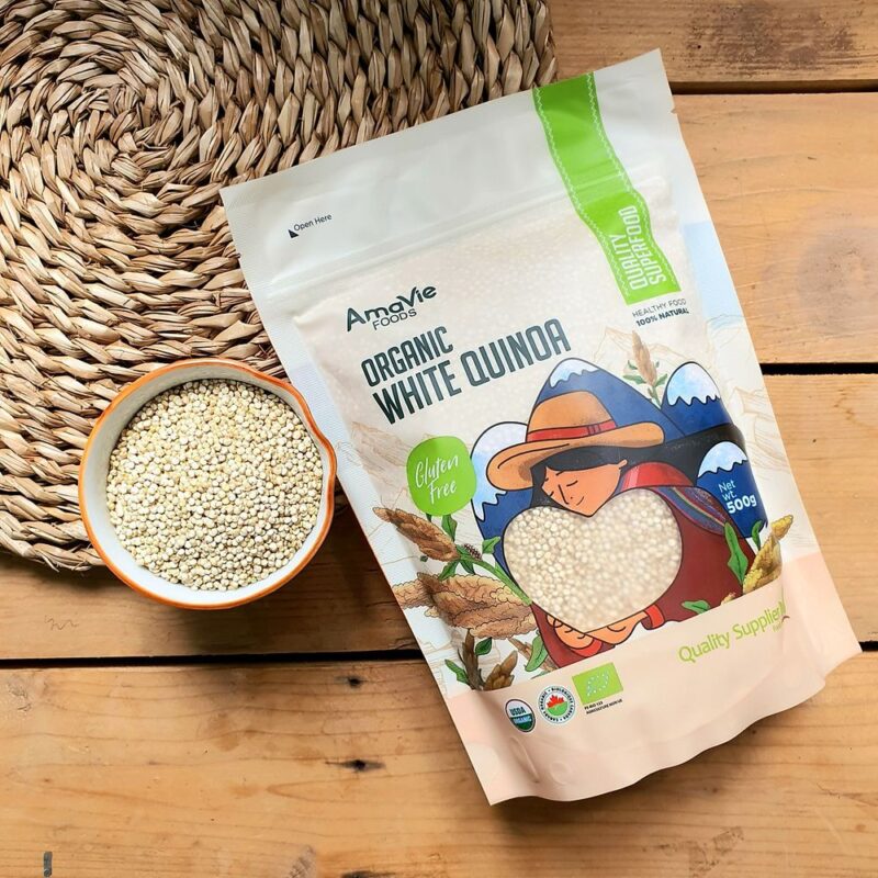 Hạt diêm mạch quinoa trắng hữu cơ USDA Amavie foods 500g