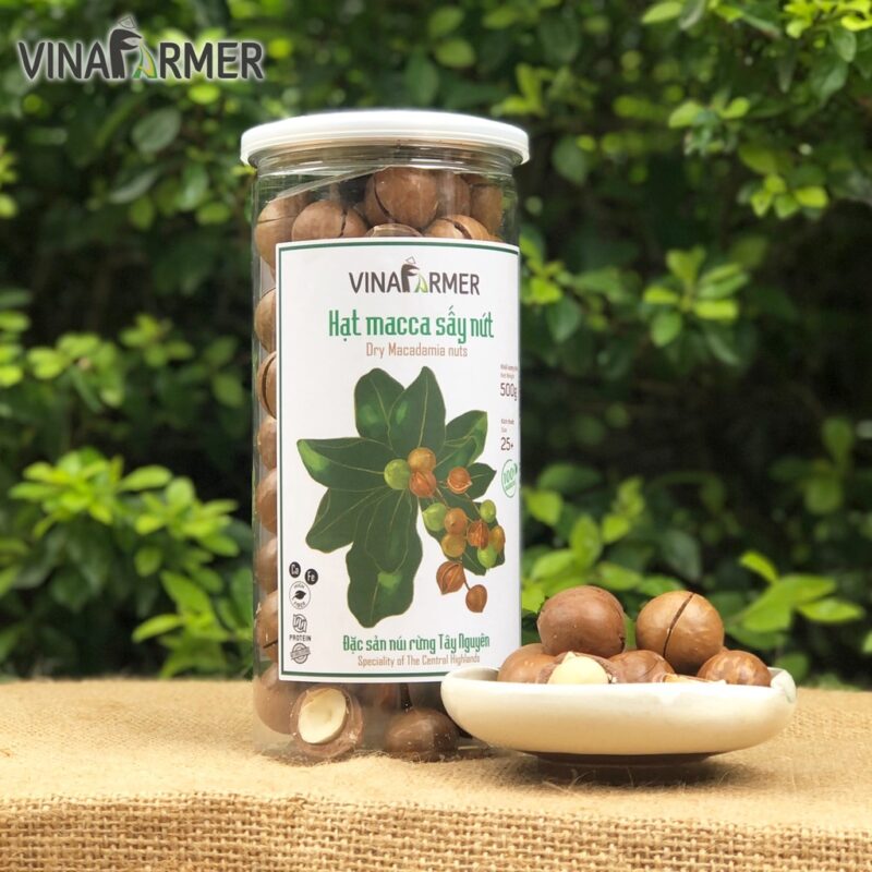 Hạt Macca sấy nứt Vinafarmer 500g - Lọ