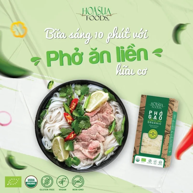 Phở gạo trắng hữu cơ USDA Hoa Sữa 250g - Hộp