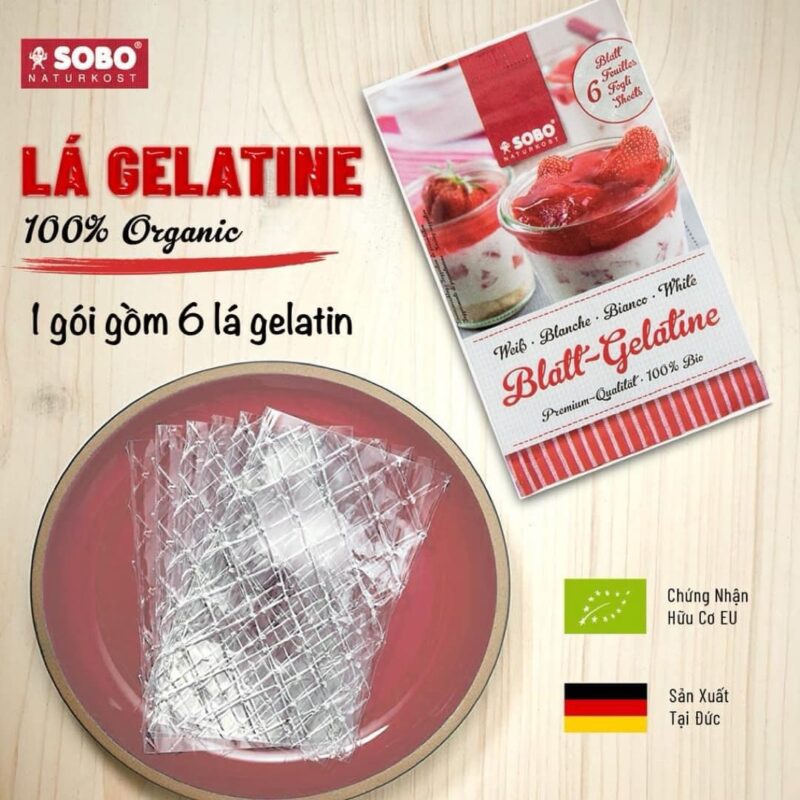 Gelatin hữu cơ EU dạng lá Sobo 10g (6 lá) - Gói