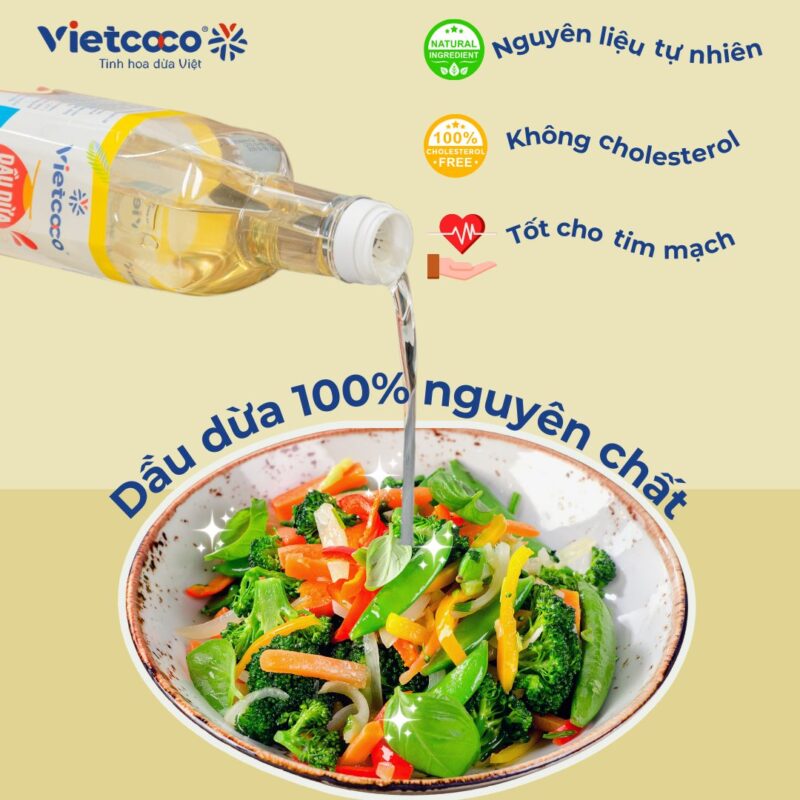 Dầu ăn dừa VietCoco 1 lít - Chai - Hình ảnh 3