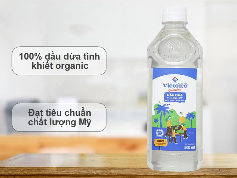 Dầu dừa tinh khiết hữu cơ USDA VietCoco 500ml - Chai - Hình ảnh 2