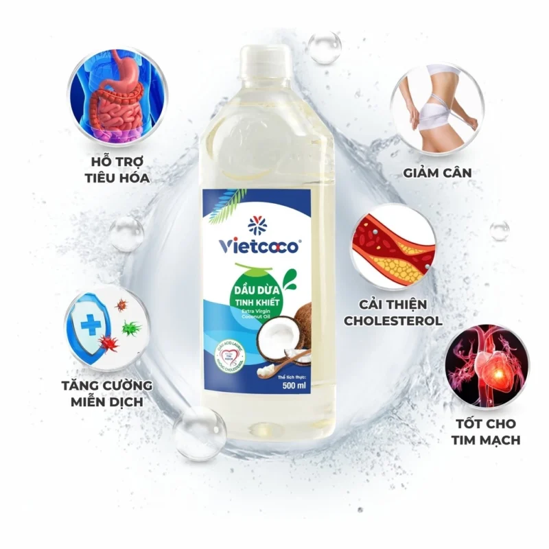 Dầu dừa tinh khiết hữu cơ USDA VietCoco 250ml - Chai - Hình ảnh 2