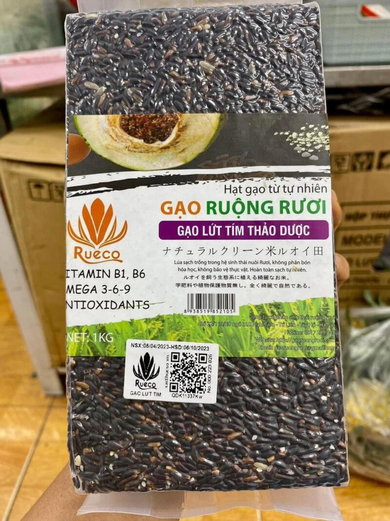 Gạo lứt tím lúa Rươi hữu cơ TCVN Kiến Quốc 1kg - túi - Hình ảnh 3