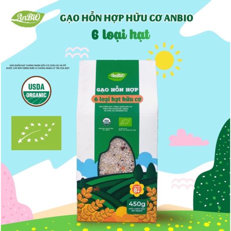 gạo hỗn hợp 6 loại hạt hữu cơ AnBiO 450g - Túi